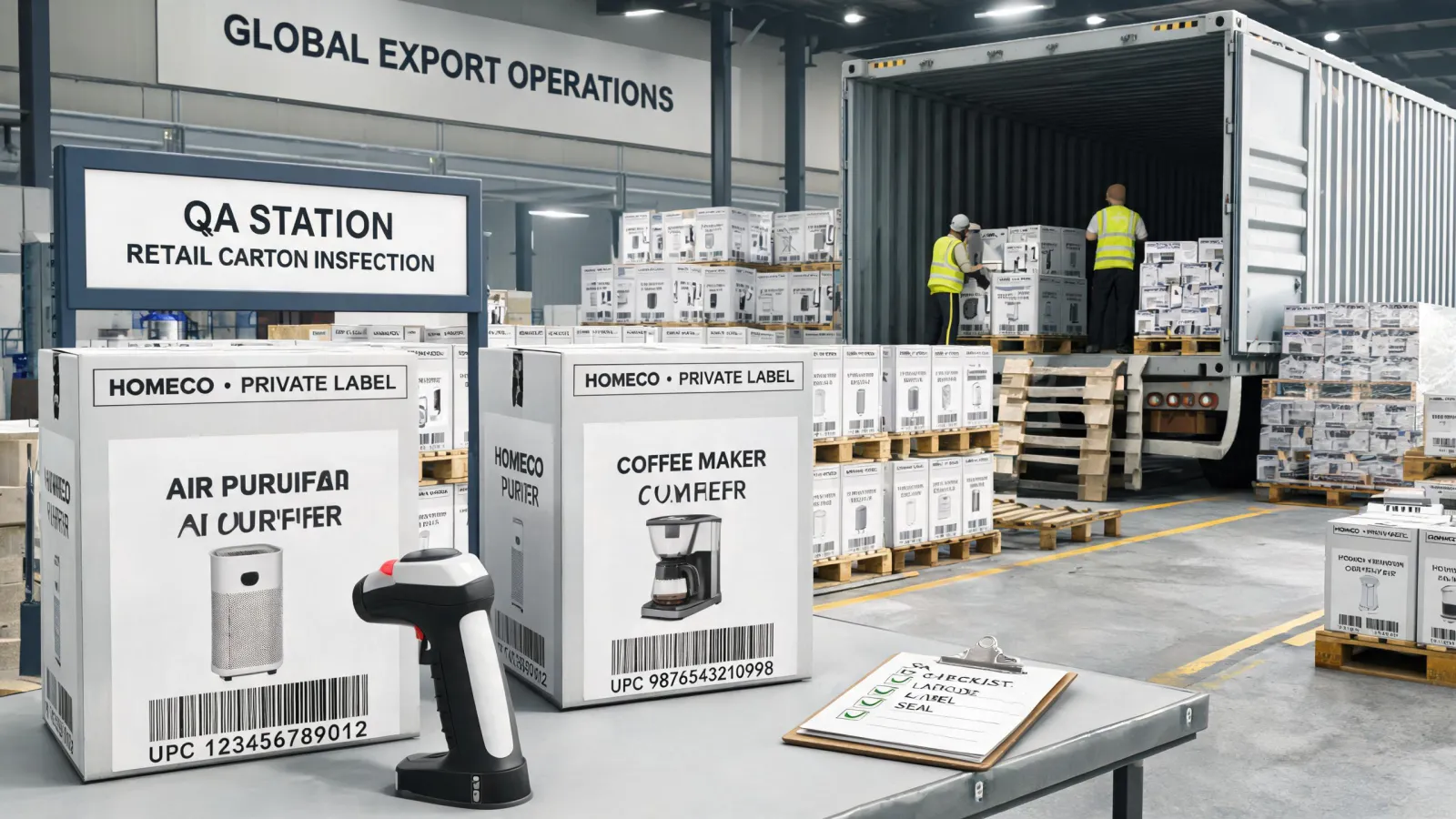 Private label appliance packaging and export loading